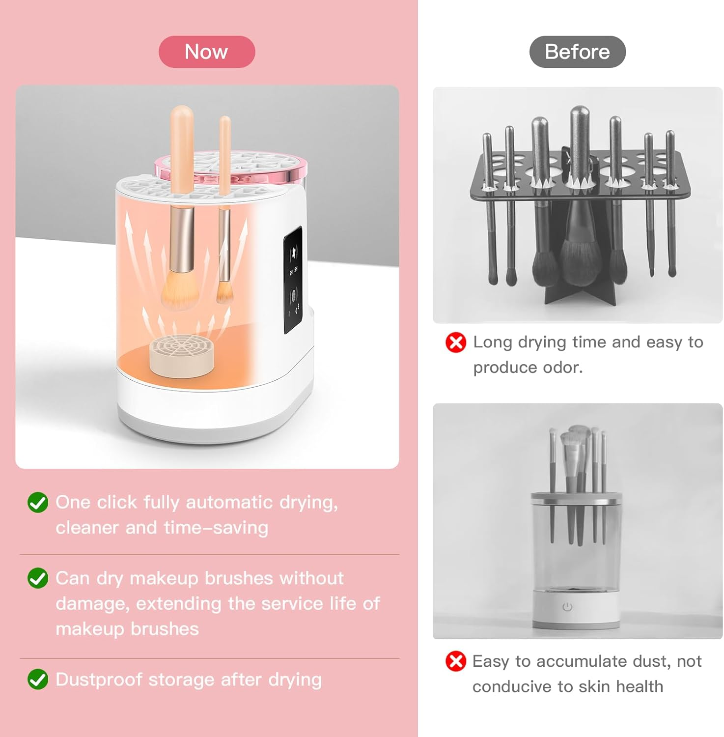 3-IN-1 Electric Makeup Brush Cleaner Machine and Dryer, SBMKK Automatic Make up Brush Cleaner Tool, for All Size Brush Sponges Beauty Cosmetic Set image number 6