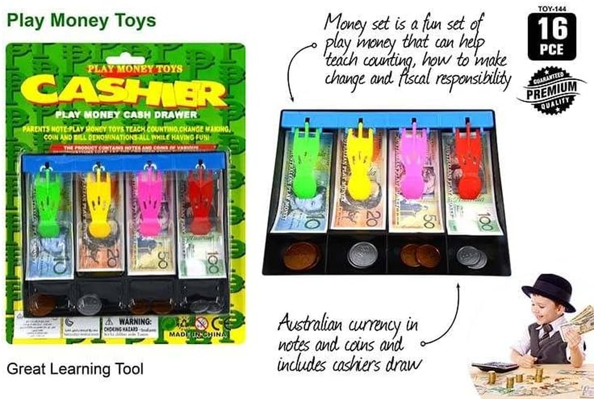 Yatsal Australia Play Money with Cash Drawer 21-Pieces