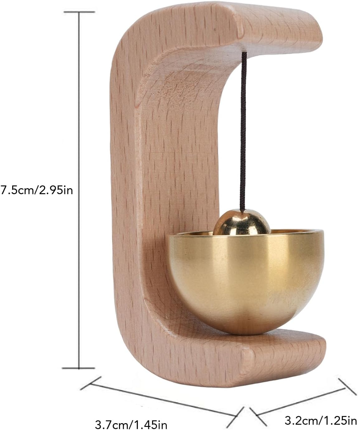 Jectse Shopkeepers Bell for Door Opening, 7.5X3.7X3.2Cm/2.95X1.45X1.25Inch Wood Brass Retro Magnetic Doorbell Cute Door Chime for Business When Entering, C-Shaped Decor Bells with Double Sided Tape image number 6