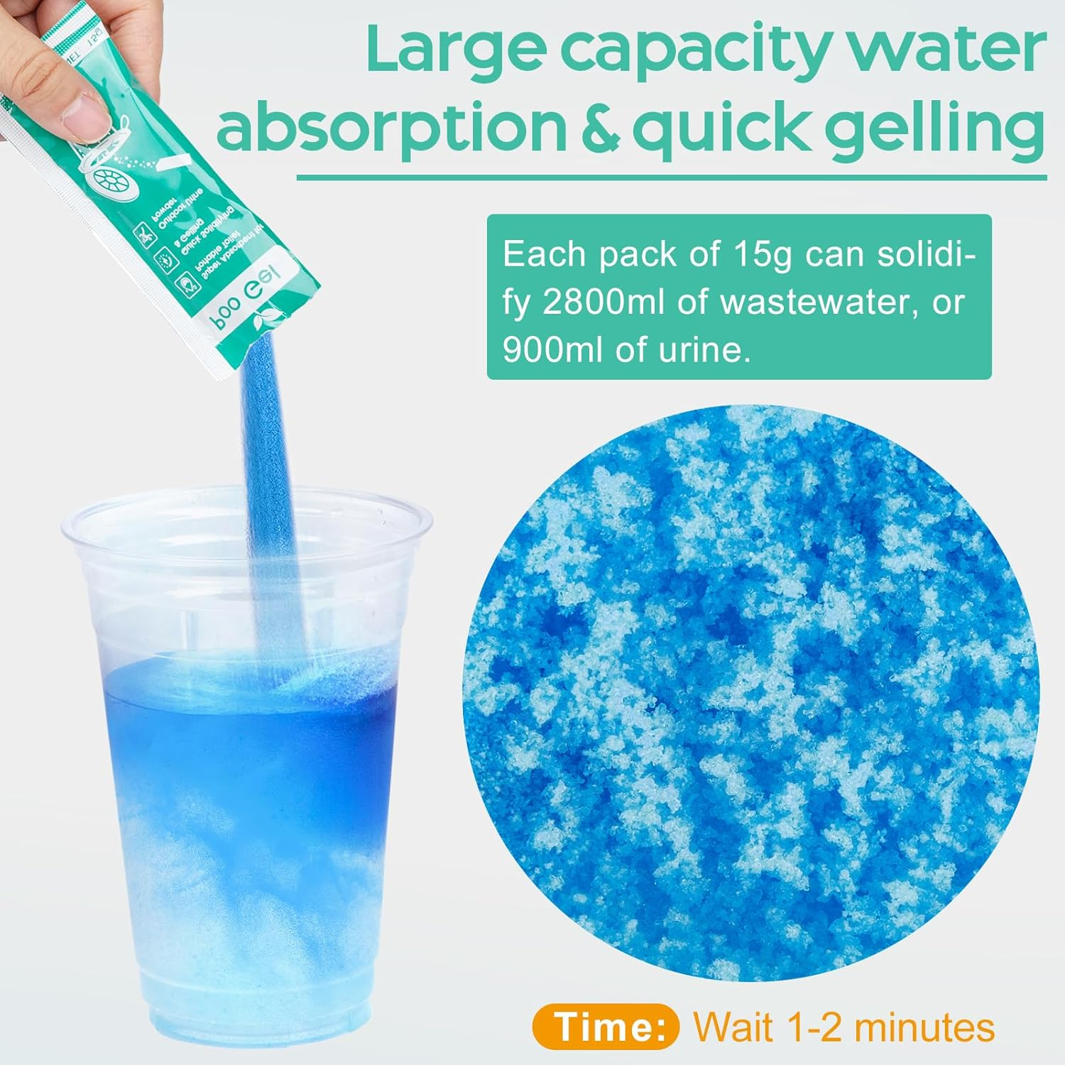 30 Portable Toilet Bags Poo Gel Set, 8 Gallon Camping Toilet Bags with Portable Absorbent Toilet Gel, Urine Powder with Potty Trash Waste Bags for Outdoor Camping, Traveling, Emergency image number 2