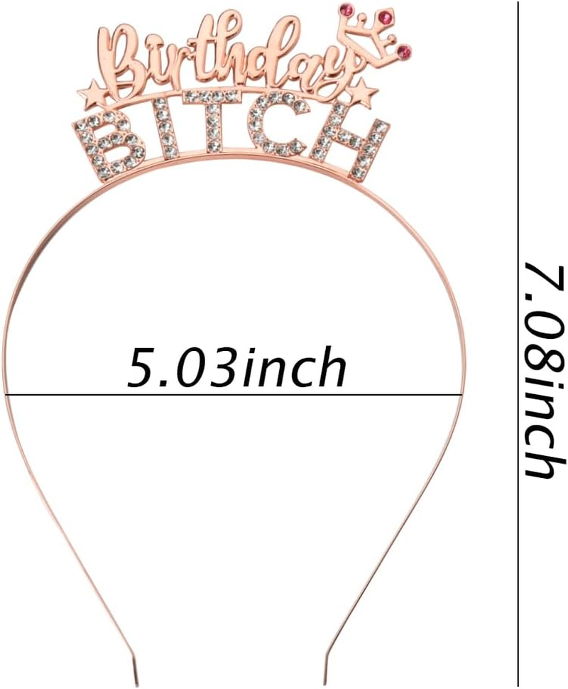 Happy Birthday Headbands for Women Girls Birthday Party Hair Accessories for Teen Girls Girlfriend Wife Birthday Gifts for Besties Soul Sisters Birthday Bday Presents for Her Crown Rhinestone Hairhoop image number 5