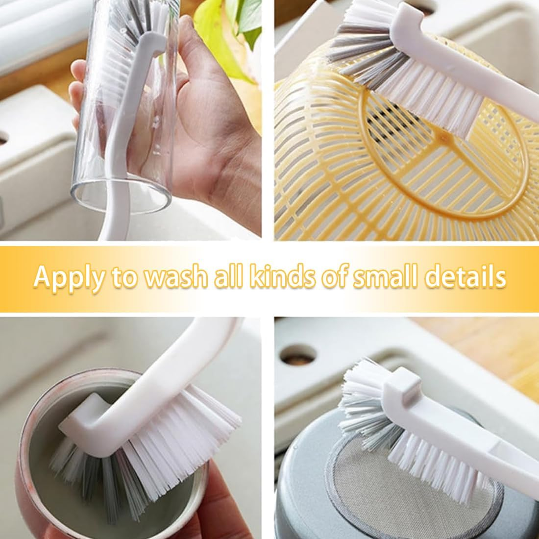 JYNVO Pack of 8 Split Cleaning Brush, Hard Bristles, Multifunctional Corner Cleaning Brush for Deep Cleaning in Kitchen, Bathroom, Grout, Crevices, Tight Spaces & More image number 5