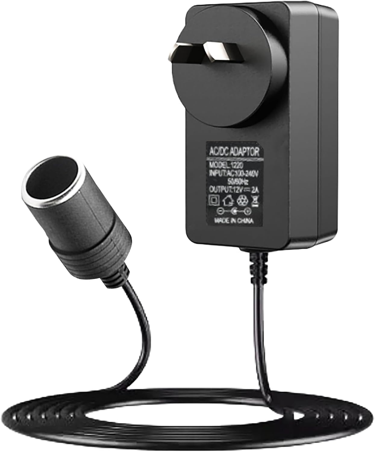 Tunghey 12V 2A DC Converter Car Cigarette Lighter Socket Power Adapter (NOT for Vac-Uum Cleaner Air Compressor Air Pump Inflator), AC 110V to DC 12V 2A 24W Power Supply Converter Transformer (1Pack)