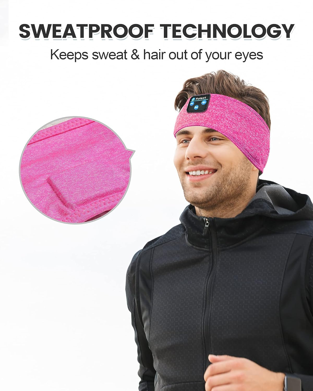 Fulext Sleep Headphones Bluetooth Sleeping Headband, Sleeping Headphones Music Sports Headband, Ultra-Soft Headphones Headband for Side Sleepers, Sleeping Gifts for Men Women image number 4