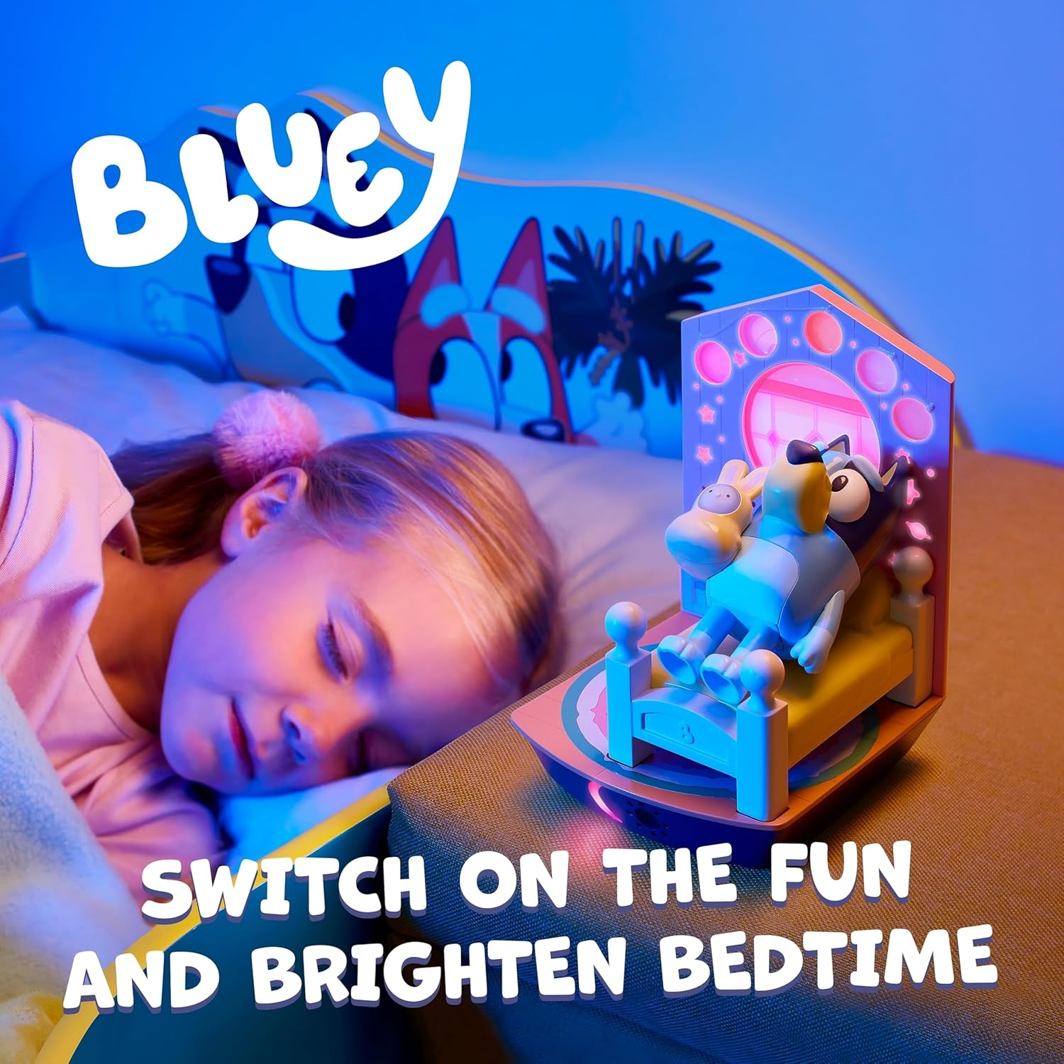 BLUEY Goglow Dream 3 in 1 Nightlight Kids Bedside Sleep Trainer with Torch and Sleep Timer, Multicoloured (14345)