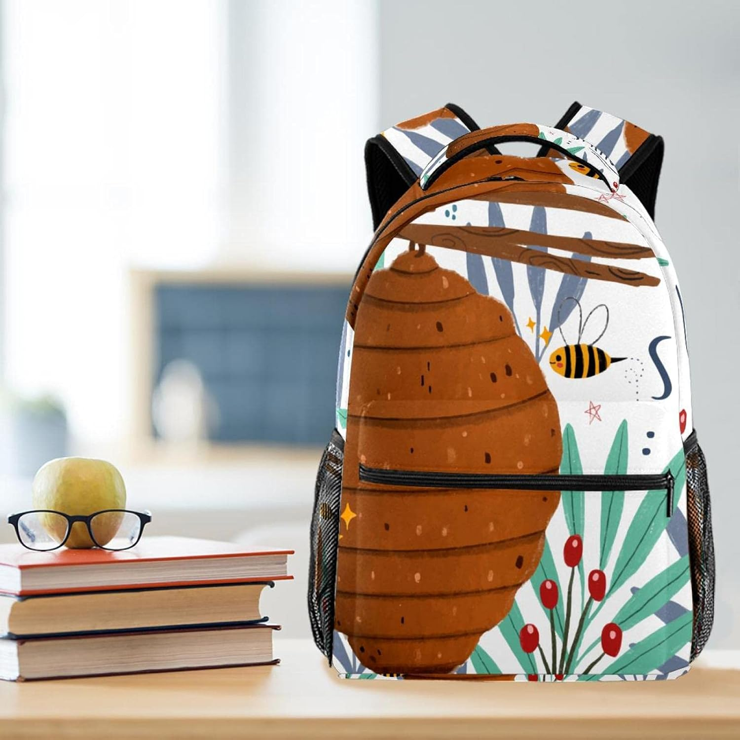 Bees Honey Spring Is Coming Season Backpack Students Shoulder Bags Travel Bag College School Tote Backpacks image number 5