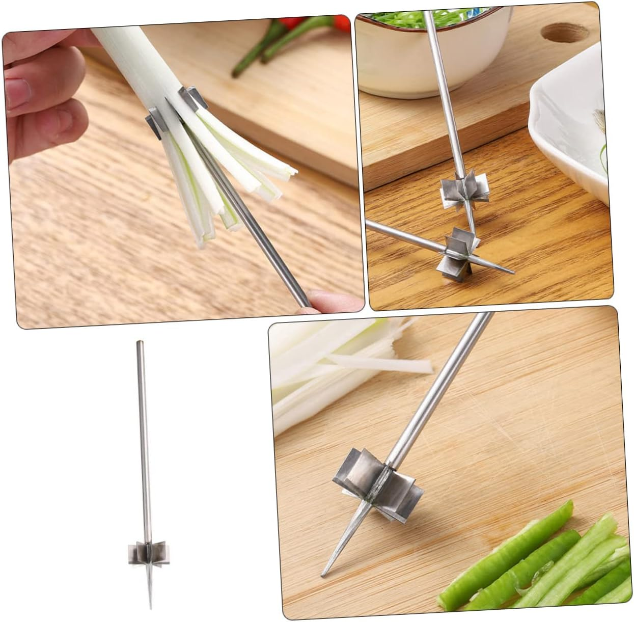 Generic Plum Blossom Onion Cutter and Vegetable Shredder Stainless Steel Kitchen Chopper for Scallions Easy to Use Onion Slicer for Cooking and Meal Prep image number 5