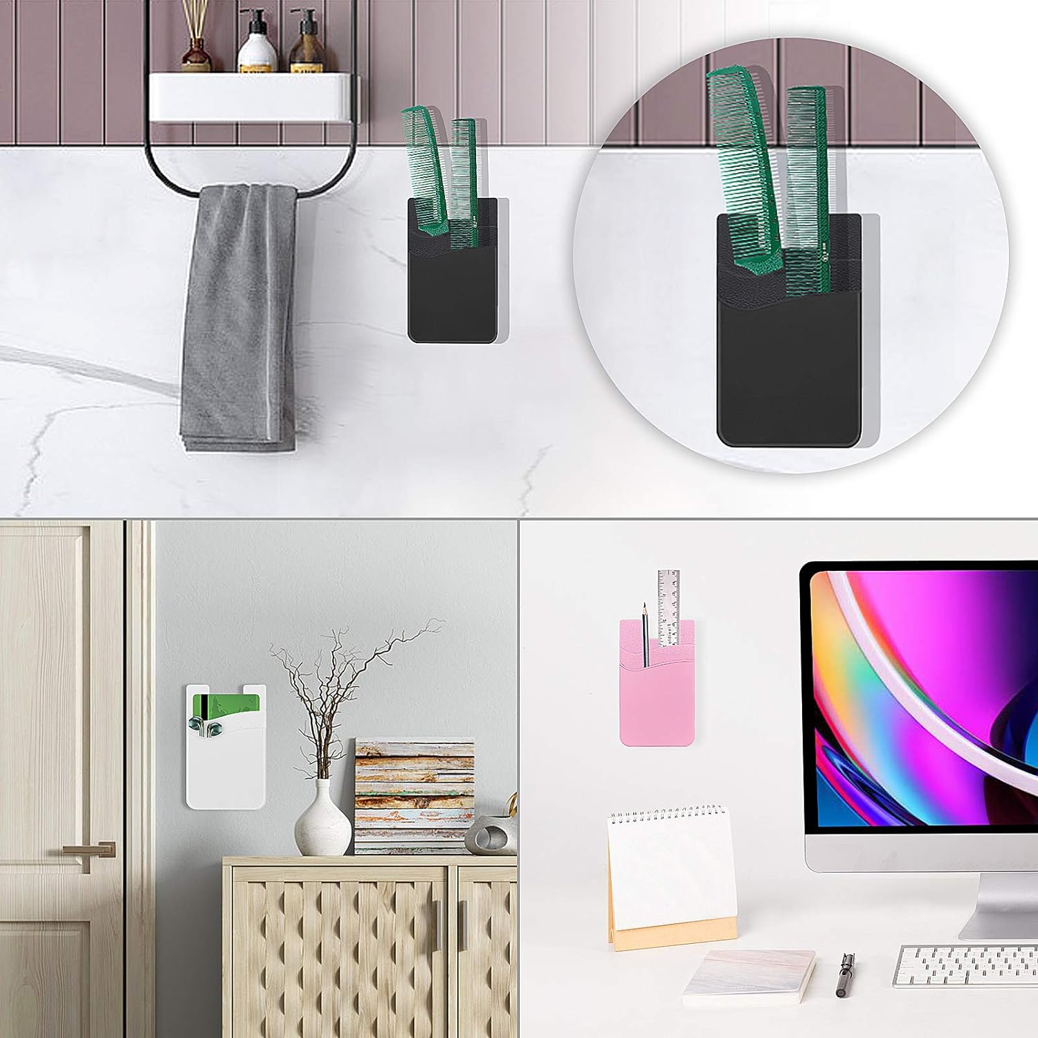 Senose Phone Wallet, Card Holder for Back of Phone Stick on Phone Cases Great Storage Compatible for Iphone/Android/Samsung Galaxy Pack of 5 image number 1