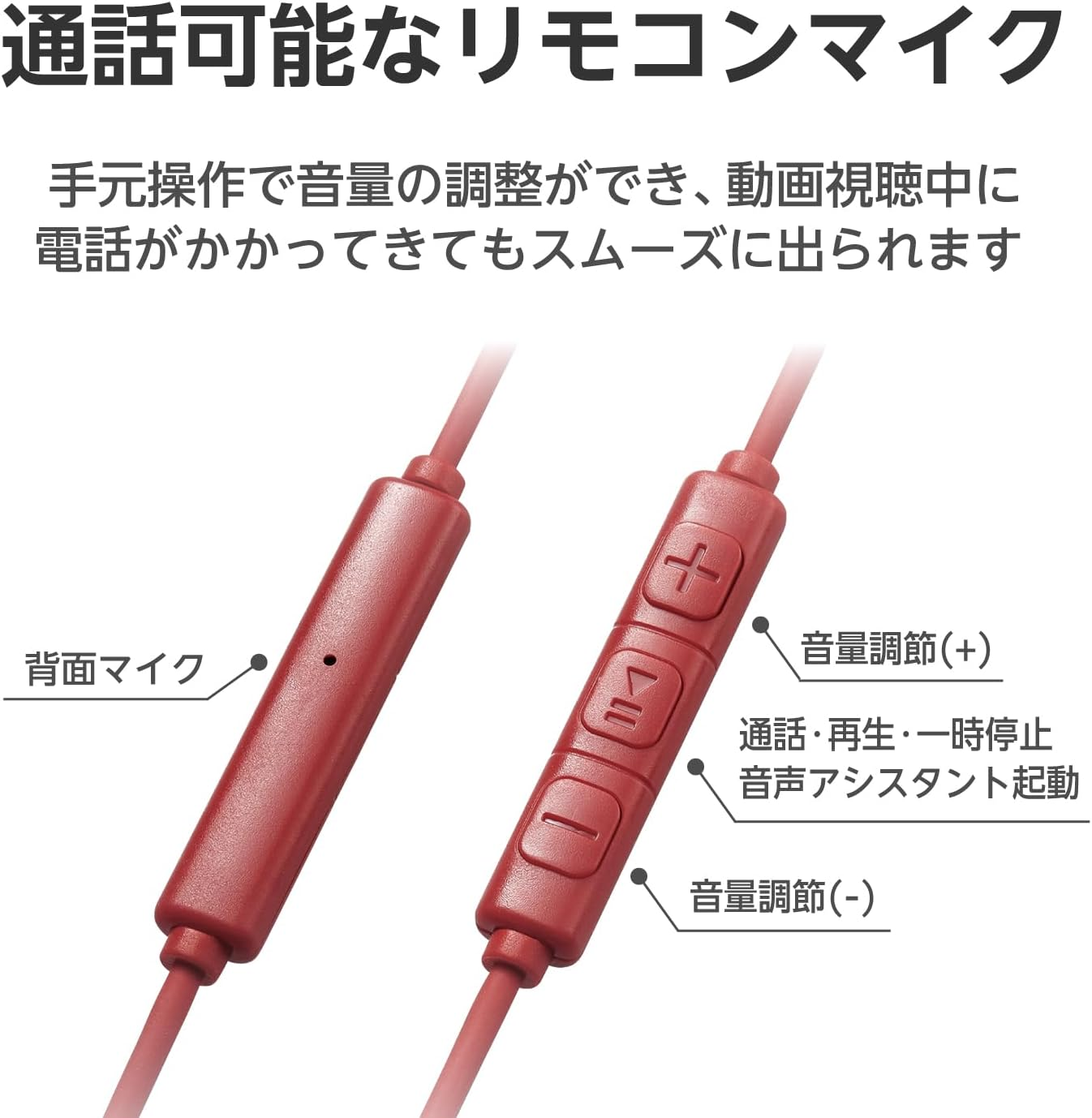 Elecom EHP-DF11CMRD Type-C Earphones with Microphone, Compatible with Iphone 15 [Calls and Audio Adjustable], Enclosed Type, Wired, No Misalignment of Audio and Video, Remote Control, 4 Different image number 4