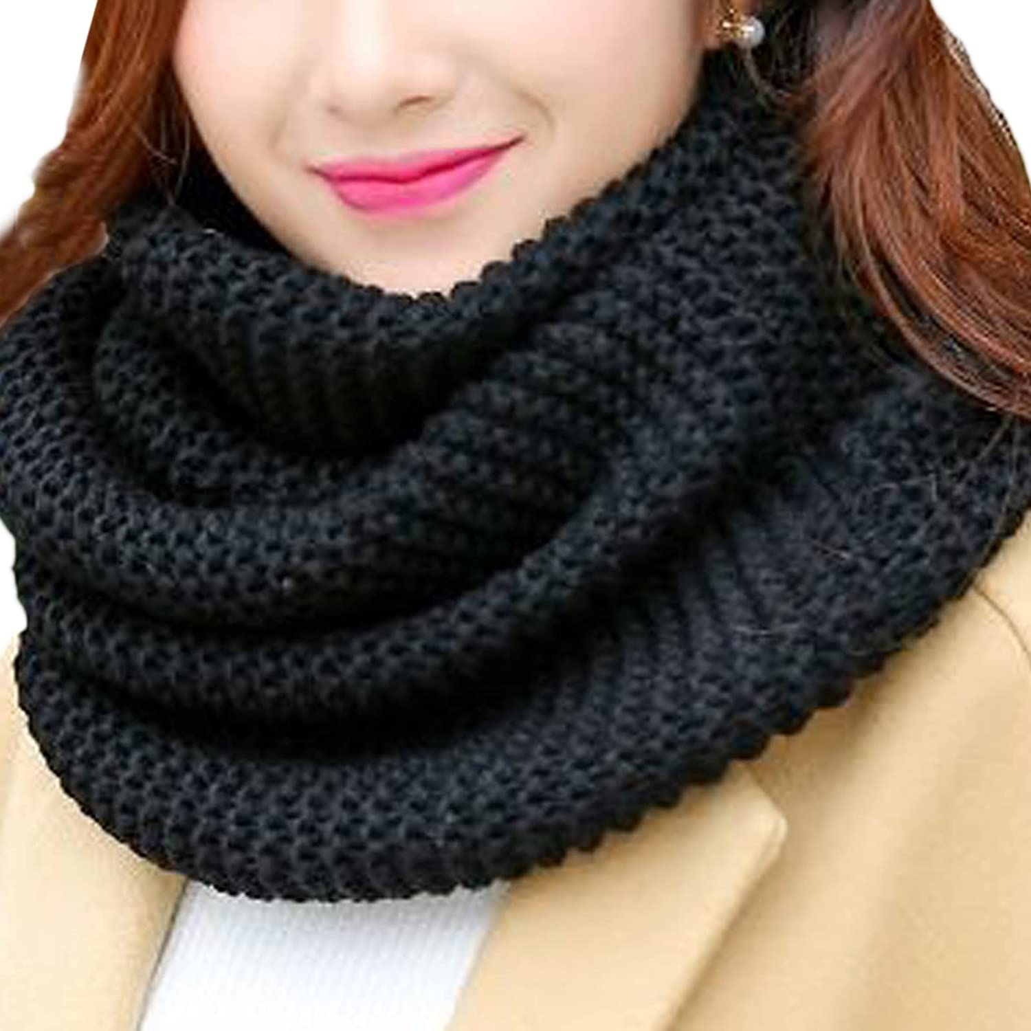 CENZICOM Neck Warmer, Winter Warm Fleece Lined Chunky Knit Thermal Neck Warmer for Women image number 4