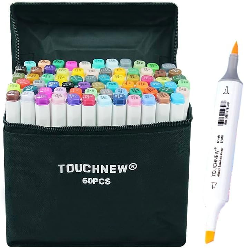 Alcohol-Based Art Markers Brush Tip: for Boys and Girls Artists Adults Coloring Drawing Sketch Animation Design - Brush Chisel Dual Tip - 60 Colors with Marker Pen Bag image number 6