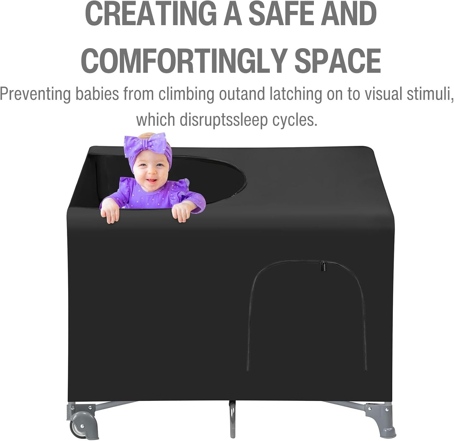 Pandaear Blackout Cover for Pack N Play, Breathable Crib Canopy Cover Tent for Pack and Play, Portable Stretchy Baby Netting for Indoor & Outdoor image number 1