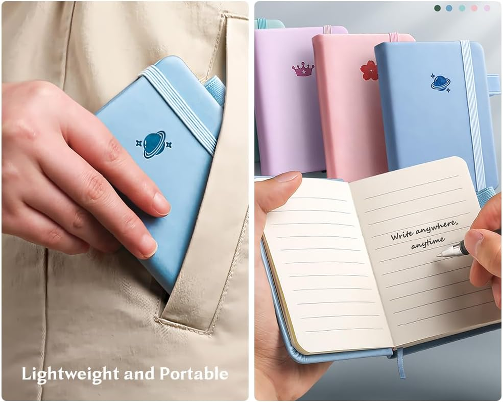 5 Pcs Pocket Notebooks, Mini Diary Notepad Memo Book, Small Journal with 5 Black Pens, Portable Note Book with Pen Holder for School Office Supplies, Kawaii Notebook for Girls Women Gifts image number 3