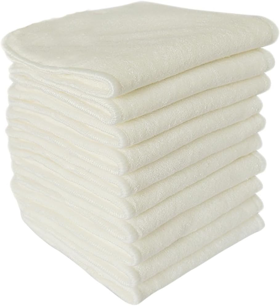 6Pcs Natural Bamboo Charcoal Diaper Inserts Washable Cloth Liners for Beige Reusable Soft Convenient for Parents the Go image number 3