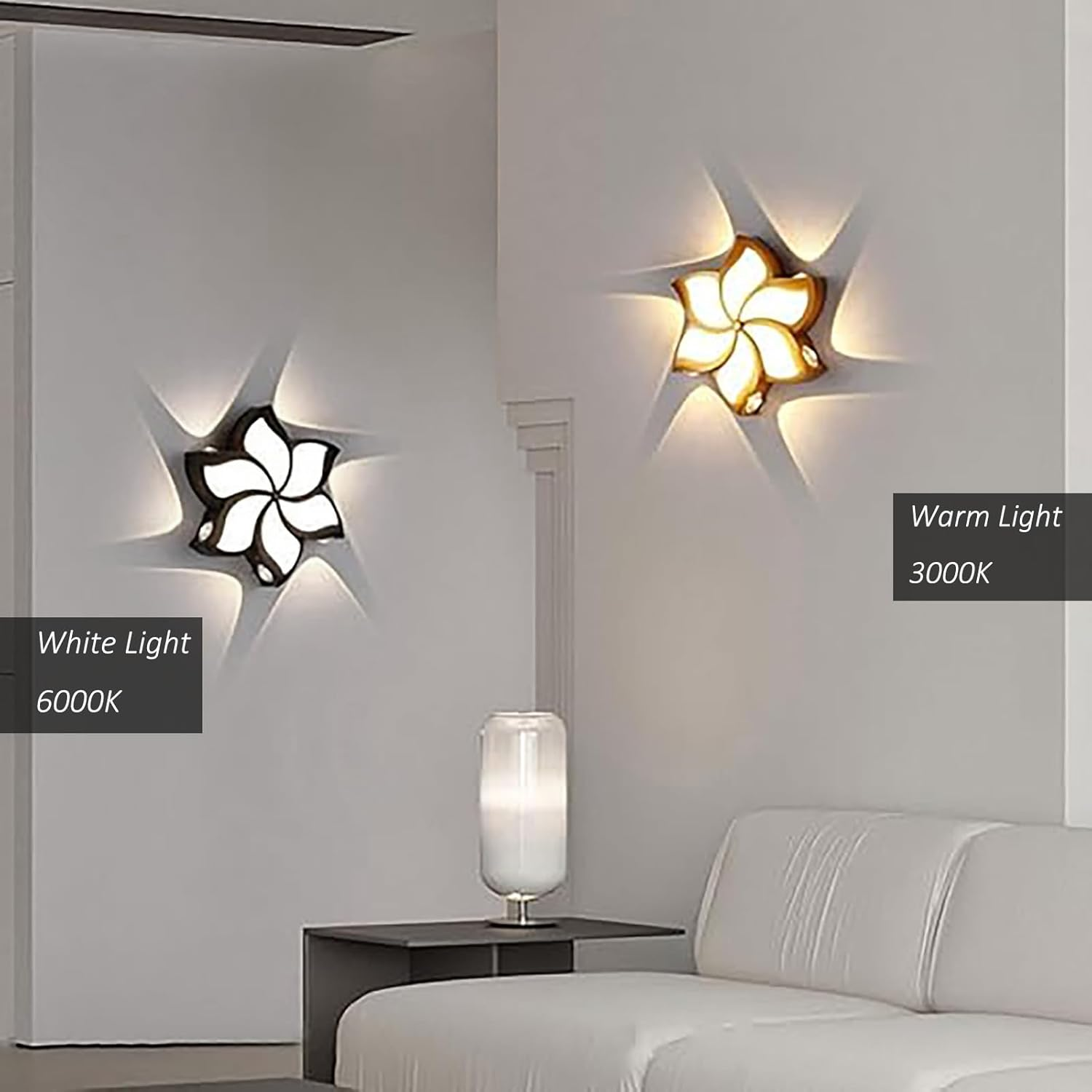 LED Children'S Room Wall Lights 24W 6500LM Mordern Aluminum Wall Sconce Creative Petals Design Acrylic Wall Lamp 5 Lights Flower Shape for Living Room Dining Room &Oslash; 18CM (Warm Light 3000K,White) XXZ image number 6