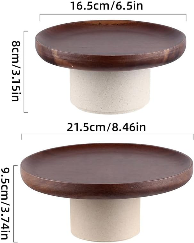 AIMALL Vintage Japanese Style Acacia Wood Cake Tray - Elegant High-Foot Dessert Plate for Home and Dessert Table Display image number 5