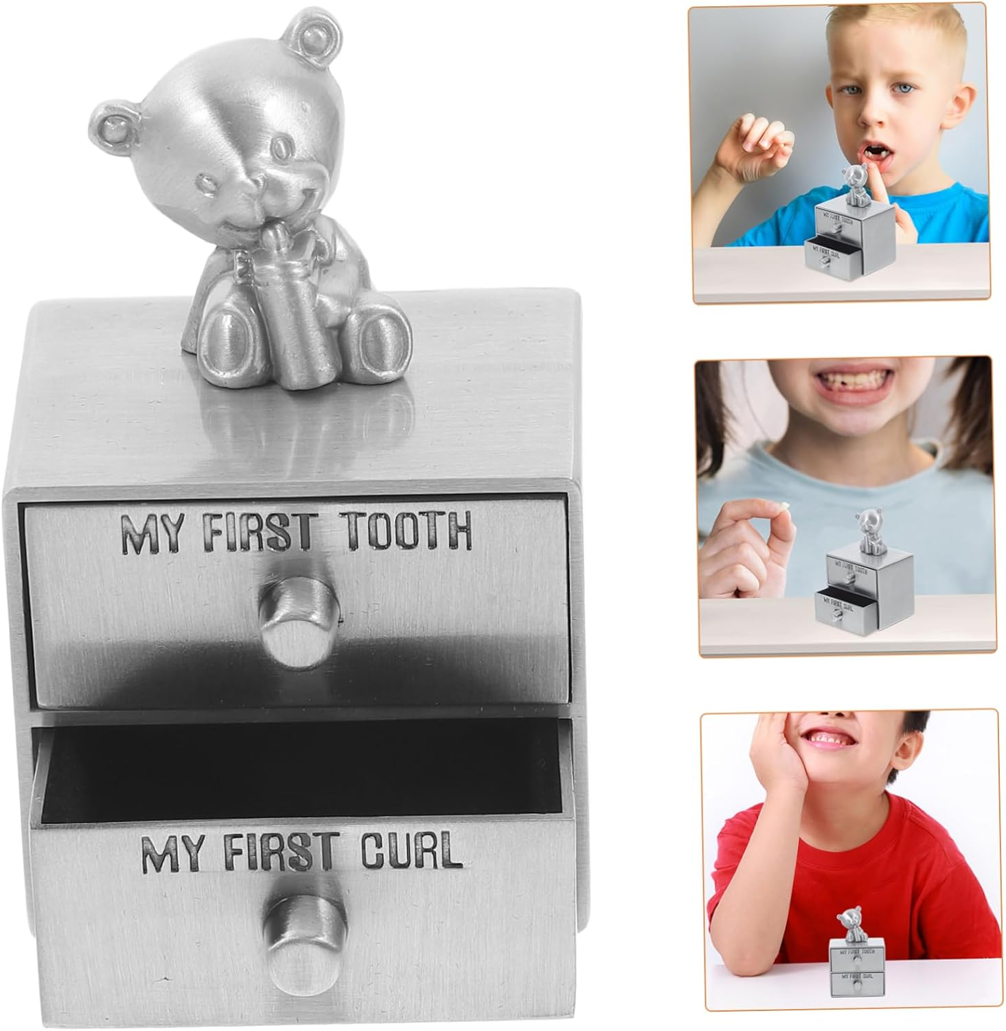 Double Metal Tooth Storage Box First Tooth and Curl Keepsake Box for Compact and Portable Design for Newborn Memories image number 6
