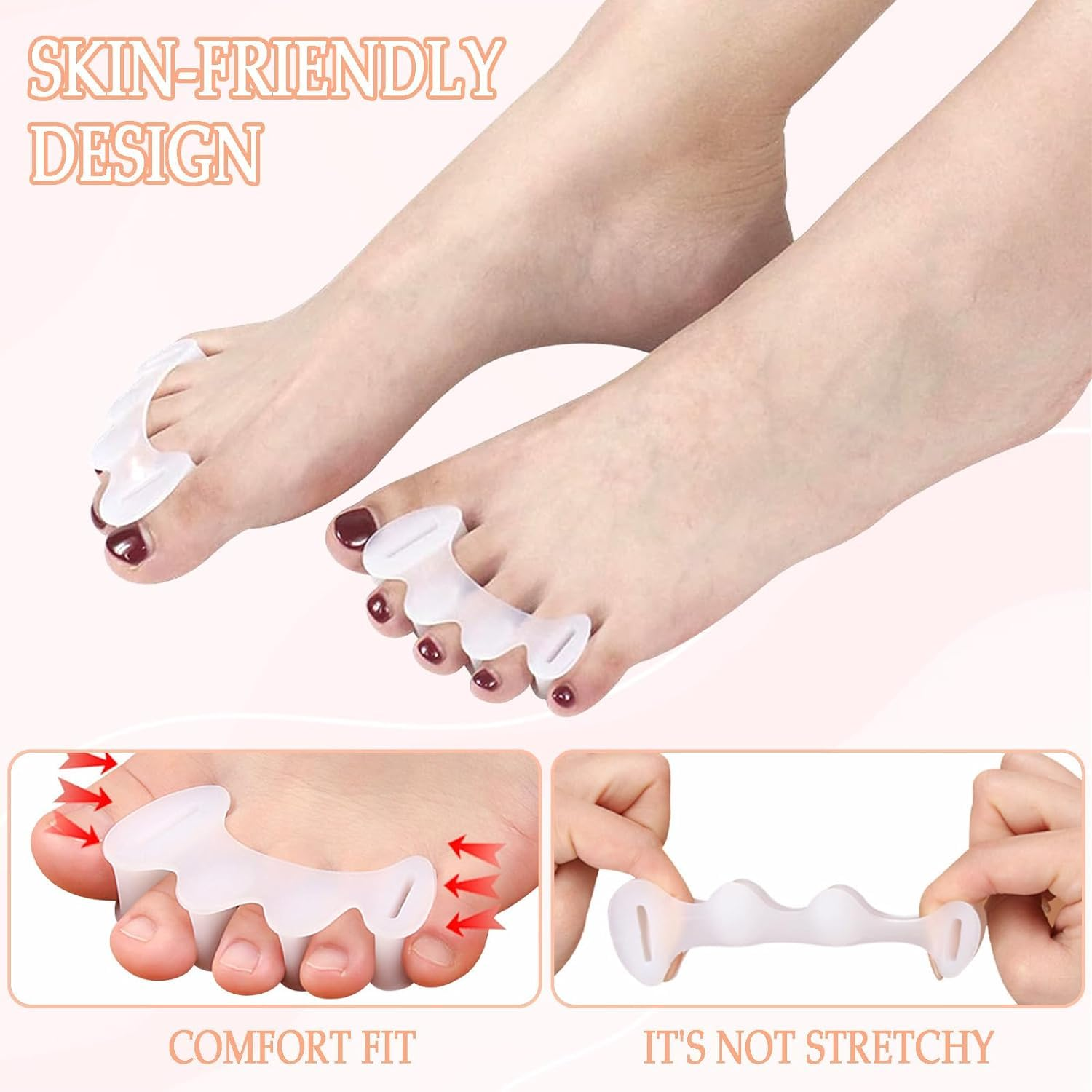 Bunion Corrector Toe Spacer Toe Straightener Toe Stretcher Toe Correctors,3Pairs Toe Separators Bunion Corrector Soft Gel Toe Spacers to Correct Bunions and Restore Toes to Their Original Shape,L Size