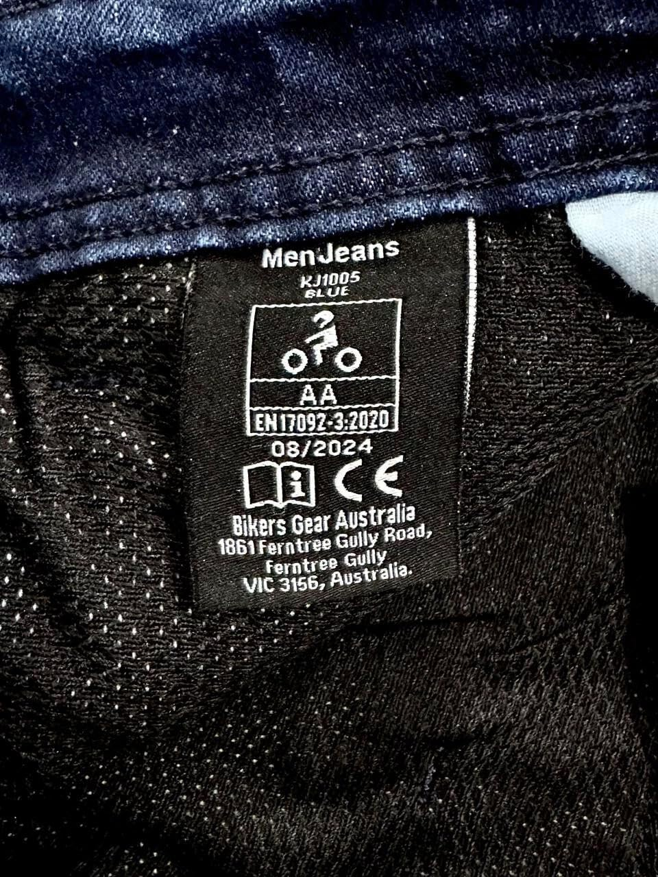 Bikers Gear Australia Classic Cut Kevlar Lined Protective Motorcycle Trouser Kevlar Jeans with Removable CE1621-1 Armour image number 3