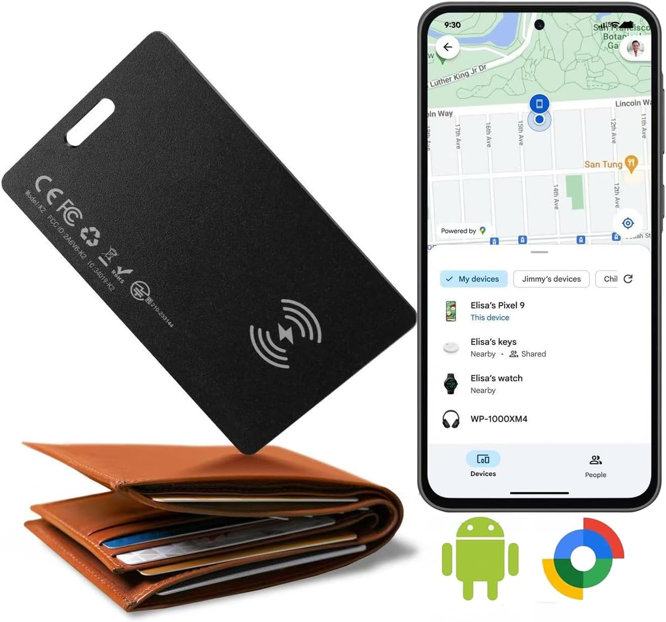 Wallet Finder for Android,Bluetooth Tracker Item Works with Google Find My Device(Find Hub)App,Ip68 Waterproof Google Certified Wallet Tracker Card,Wireless Rechargeable Tracking Tag,For Luggage,Tags image number 4
