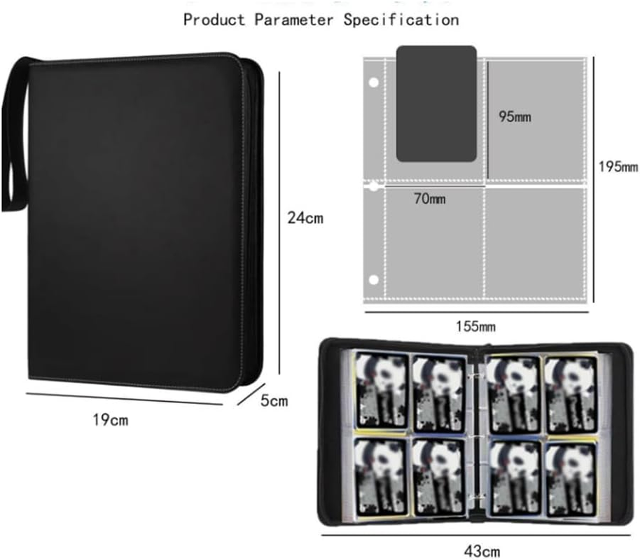 Betterlifewj 2Pcs Trading Card Binder with 4 Pockets, 400 Pocket Pocket Pocket Card Holder, Pocket Monster Card with Zipper, 50 Slide Card Holder (Black, Green) image number 2