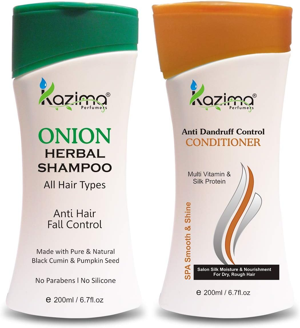KAZIMA ONION HERBAL Shampoo 200ML + anti Dandruff Control Conditioner (200Ml) with Multi Vitamins & Milk Proteins (All Types of Hair) image number 1