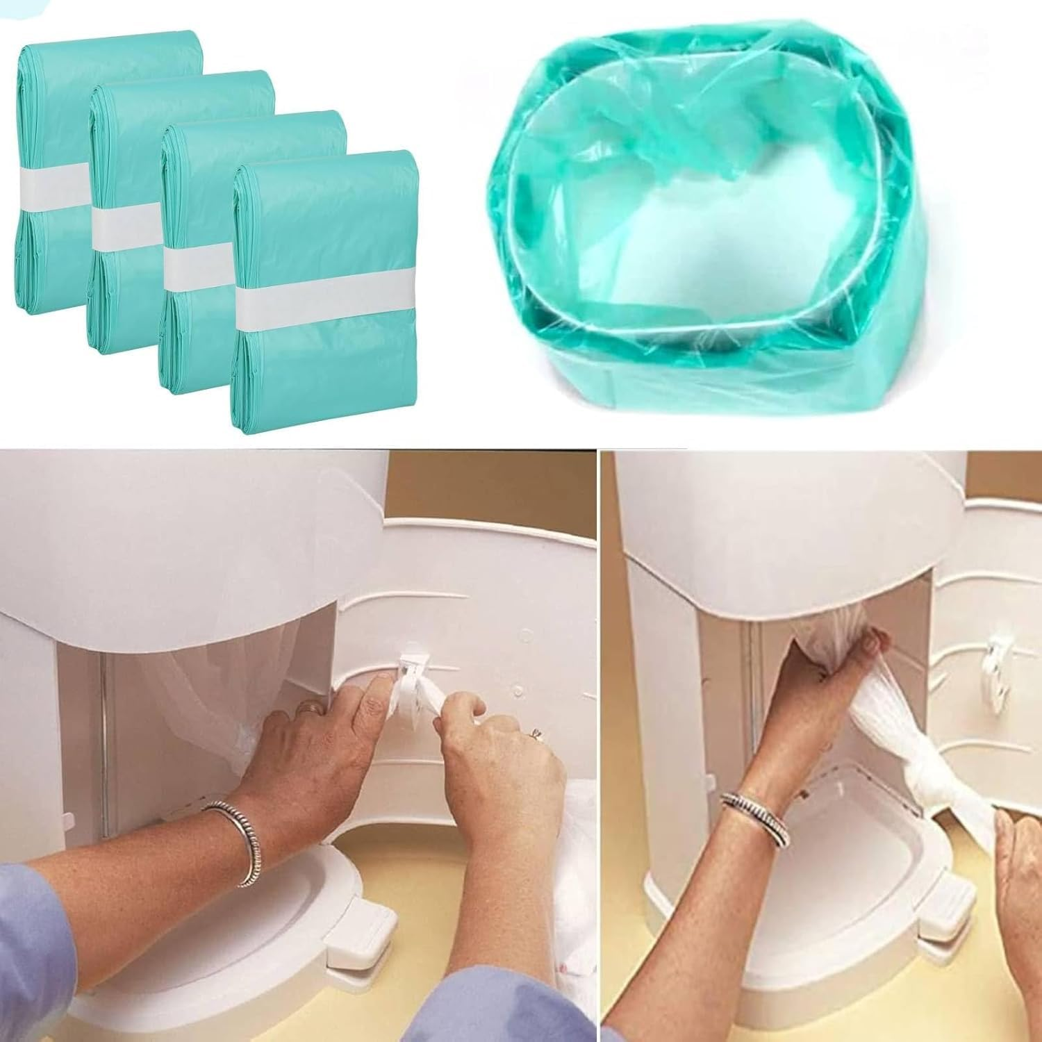 Adult Diaper Liner Refills, Compatible with Janibell Akord 280 Slim Model Pail, Odor-Seal Technology, Adult Diaper System, a Single Liner Pack Will Last Holds up to 550 Diapers/Briefs, 4-Pack image number 3