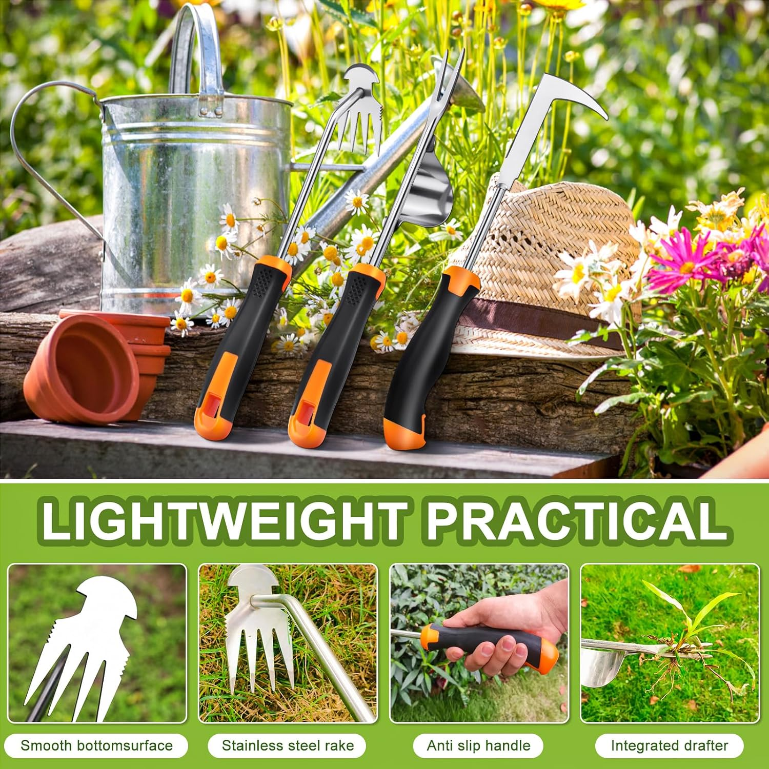 Hand Tool for Hand Rubber Craft Craft Effort Tool Uncrystal Med Tools Unkrist for Weeds 4 Teeth Weeding Tool Weeding Artifact Tool for Gardening (3 Pcs)