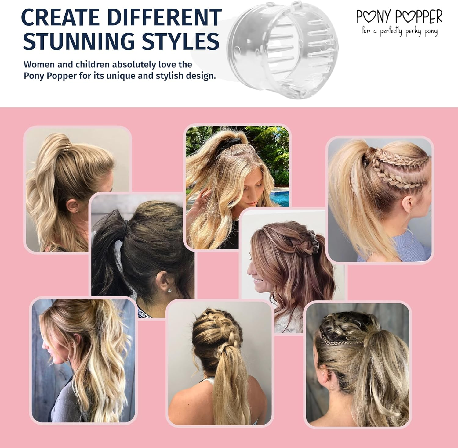 Pony Popper Hair Clip - Ultimate Solution for Full, Voluminous, and Natural Ponytails with Minimal Effort - Versatile Hair Clip for All Hair Types (Clear) image number 3
