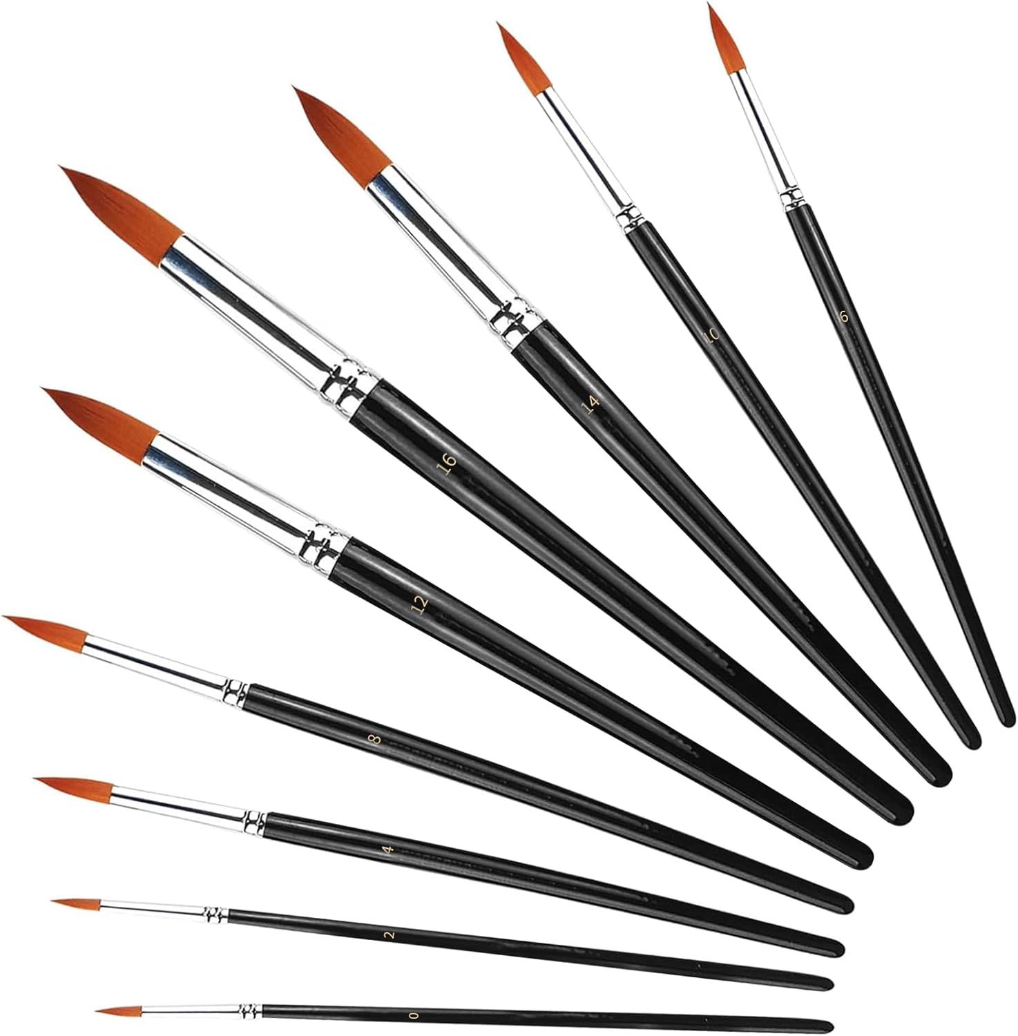 9 PCS Professional Watercolor Detail Paint Brushes, round Pointed Tip Paint Brushes Perfect for Watercolors Acrylics Inks Gouache Oil and Tempera Paint by Numbers, Art Supplies for Painting (Spike)
