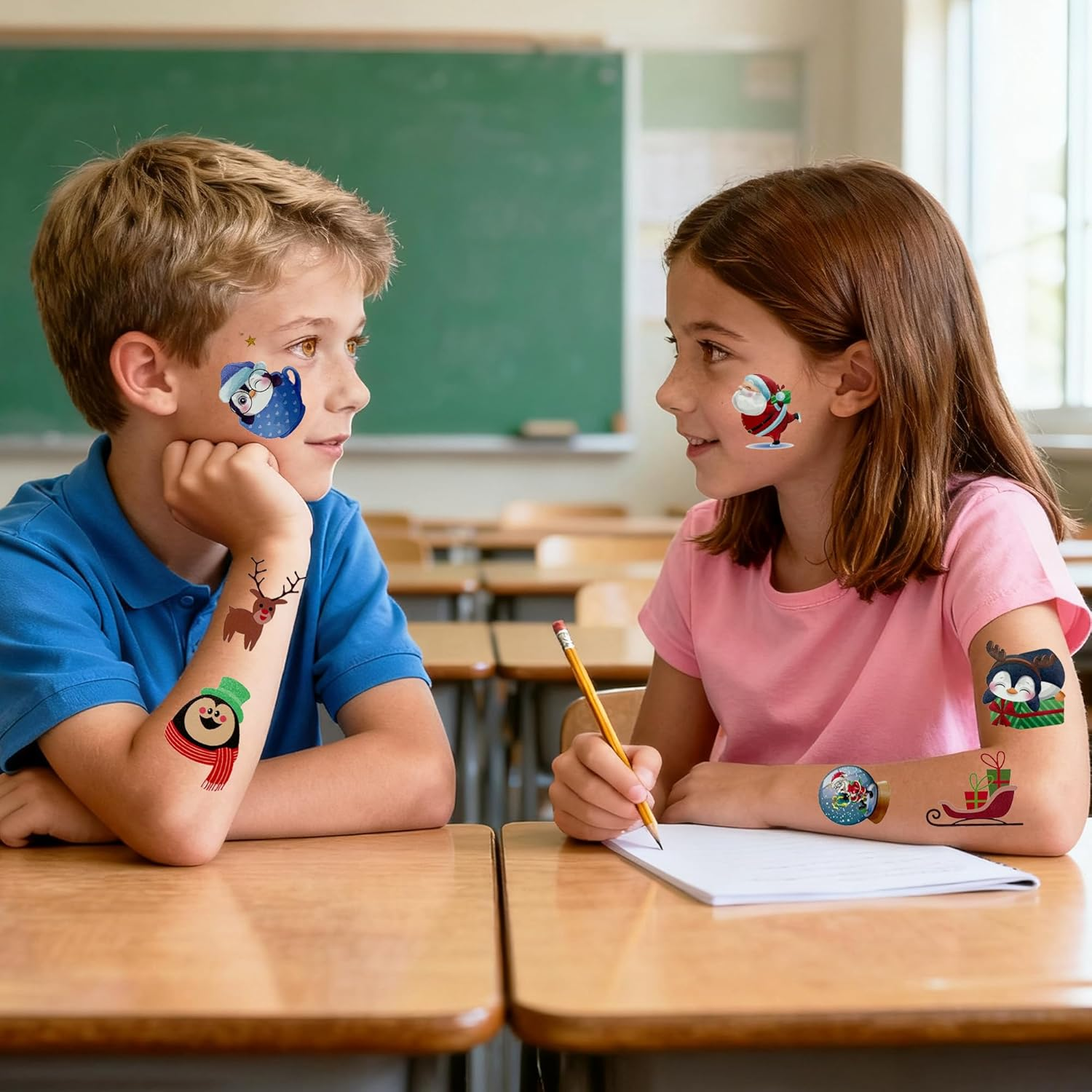 30 Sheets Christmas Luminous Temporary Tattoos for Kids -10 Sheets Christmas Glow in the Dark Tattoos Stickers & 20 Sheets Cute Tattoo Decorations for Boys and Girls, Party Favours Stocking Stuffers Gifts image number 3