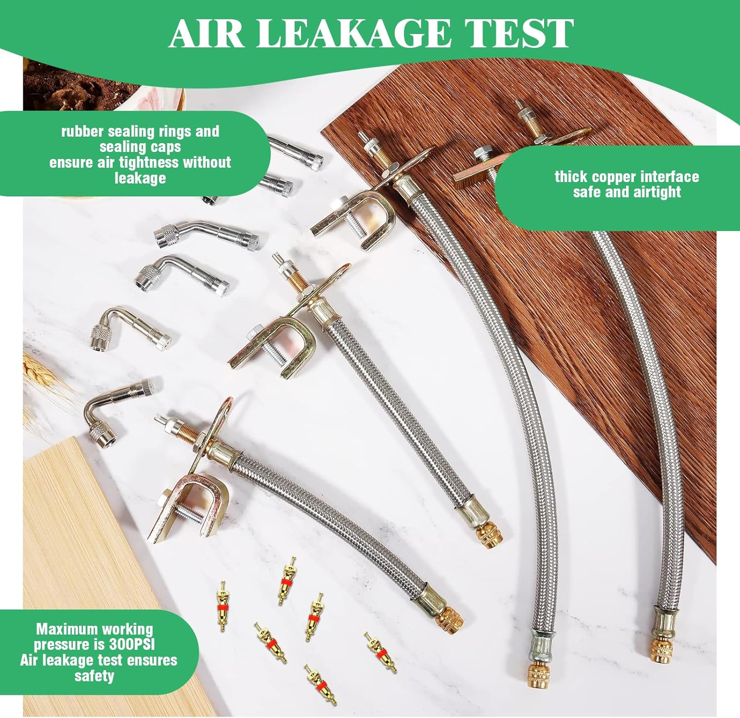 15Pcs Valve Stem Extension with Tire Valve Stem Cores Kit, 45 90 135 Degree Stainless Steel Valve Stem Extender and 7" 12" Brass Braided Stem Extension Adaptors for Most Cars Truck