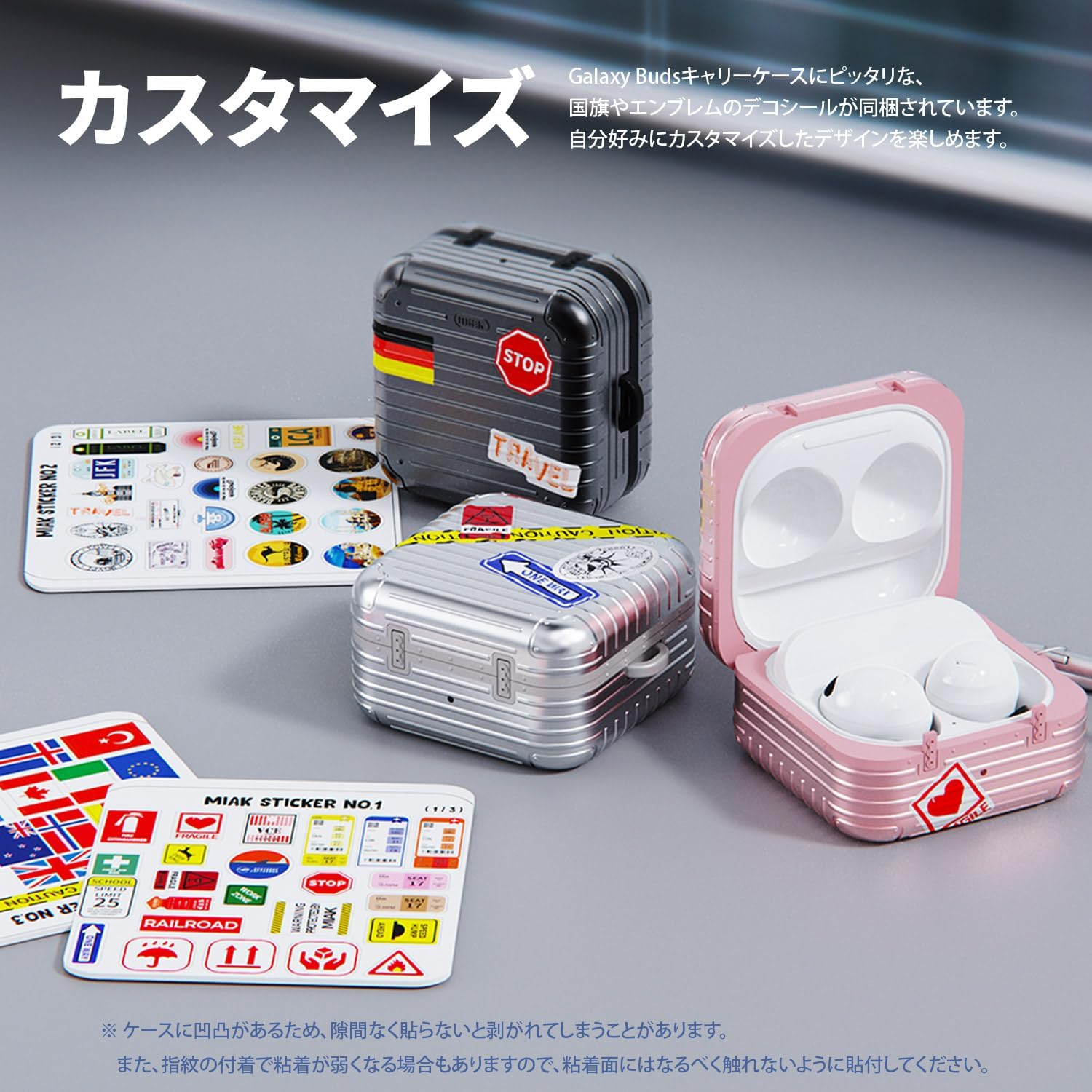 Miak Galaxy Buds Case (Buds2/Buds2 Pro/Buds Pro/Buds Live/Buds FE) Carrying Case [Shock Resistant, Double Layer Structure, Hard Case with Carabiner, Custom Decoration] Samsung Galaxy Buds Black image number 3