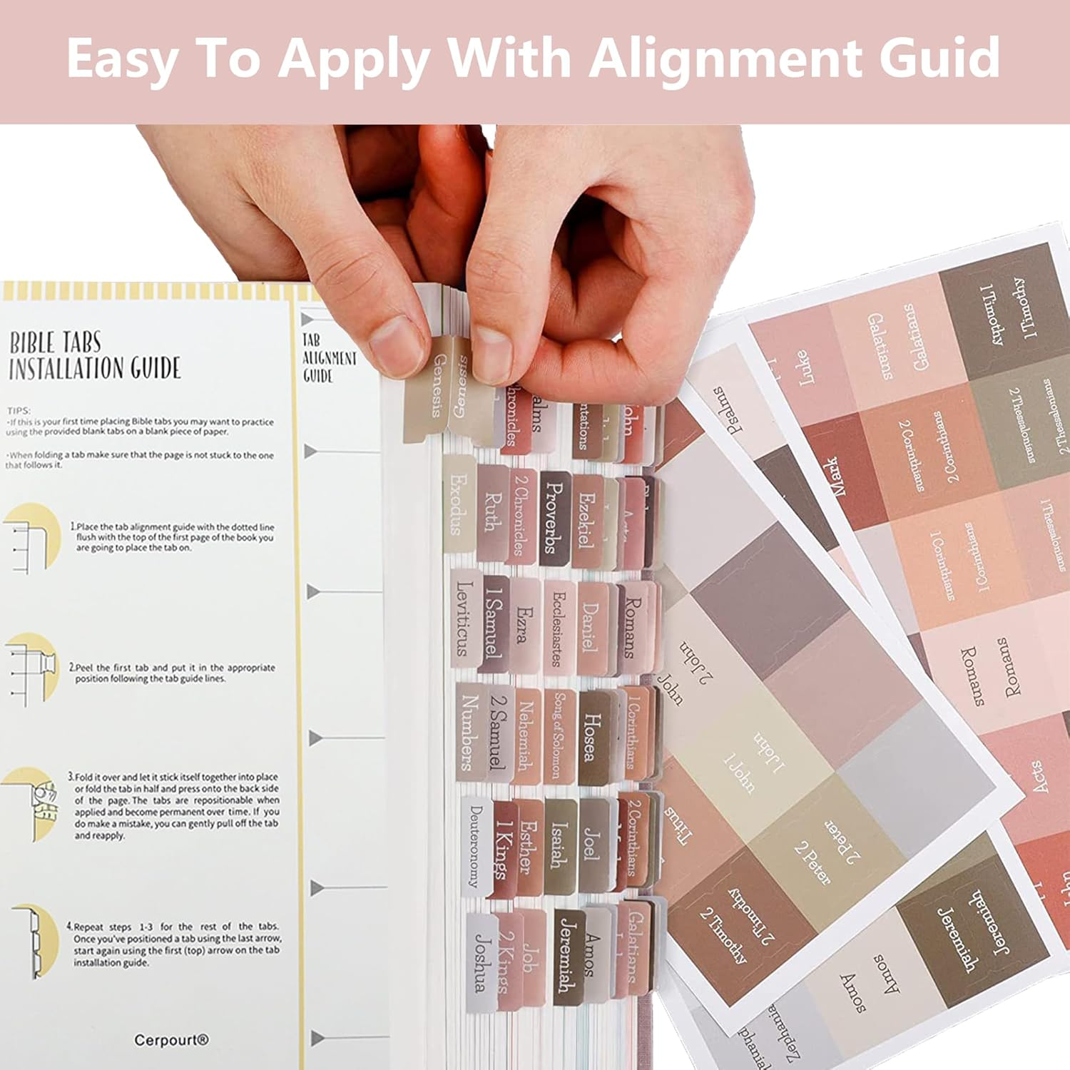 3 Pcs Bible Index Tabs Sets, 225 Laminated Bible Tabs for Women and Men, Bible Dividers on Coated Paper, Large Print Bible Tabs for Study Bible, Protestant and Catholic Bible Tabs image number 3