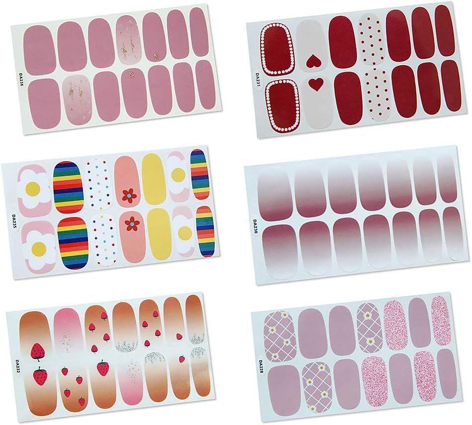 6 Sheets Reusable Durable Nail Stickers 3D Waterproof DIY Nail Art Tips Decorations Self-Adhesive Stickers image number 4