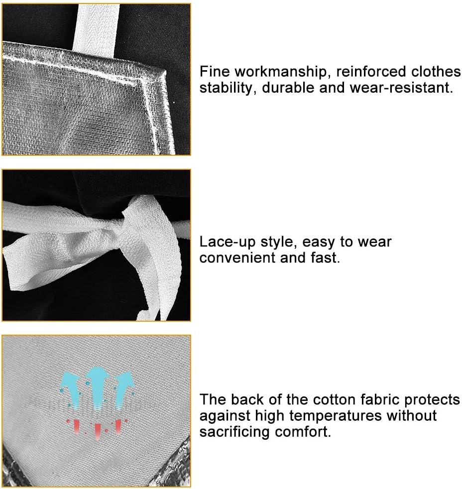 Heat Resistant Apron, 1000&deg;C Aluminum Foil Apron High Temperature Working Apron Fireproof and Thermal Insulation Apron for Men Women image number 4