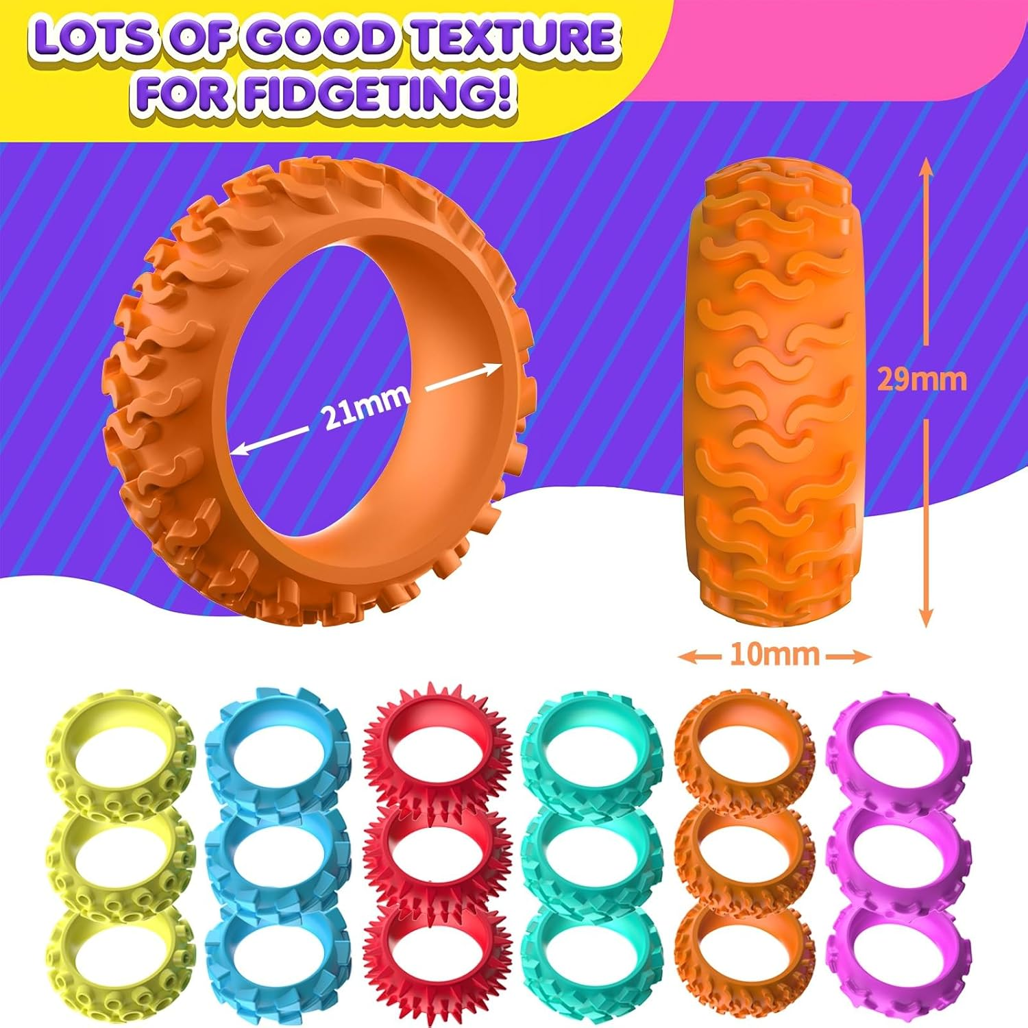 18 Pcs Fidget Sensory Rings for Adults & Kids &ndash; Quiet Finger Fidget Toys for Anxiety Relief, Autism Calming, ADHD Focus, Classroom & Student Prizes, Stress Texture Office Toys, Stocking Stuffers image number 4