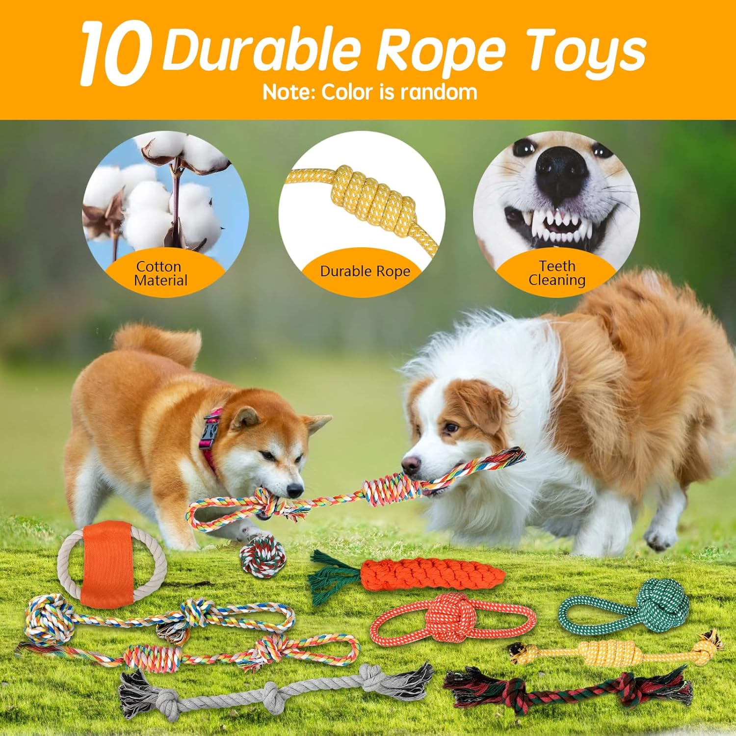 Oundarm 24 PCS Dog Chew Toy Set for Aggressive Chewers Boredom Interactive, Rubber Rope Stuffed Plush Squeak Puppy Enrichment Teething Toys for Small Medium Dogs Teeth Cleaning