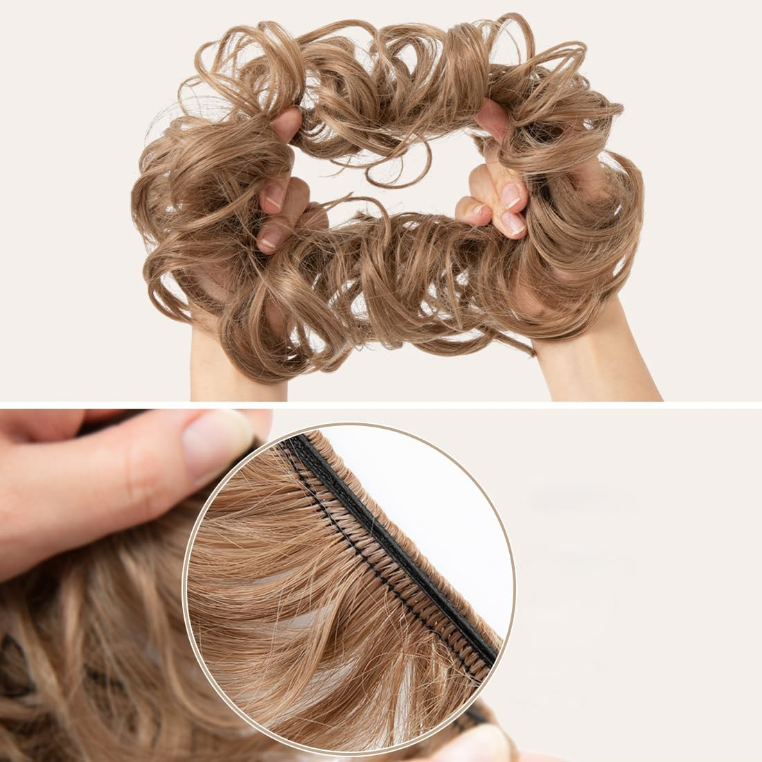 Hairpiece with Elastic Band, Large Bun Hairpiece Hair Scrunchie with Hair Updo Hairstyles, for Women Girls Ponytail (A) image number 5