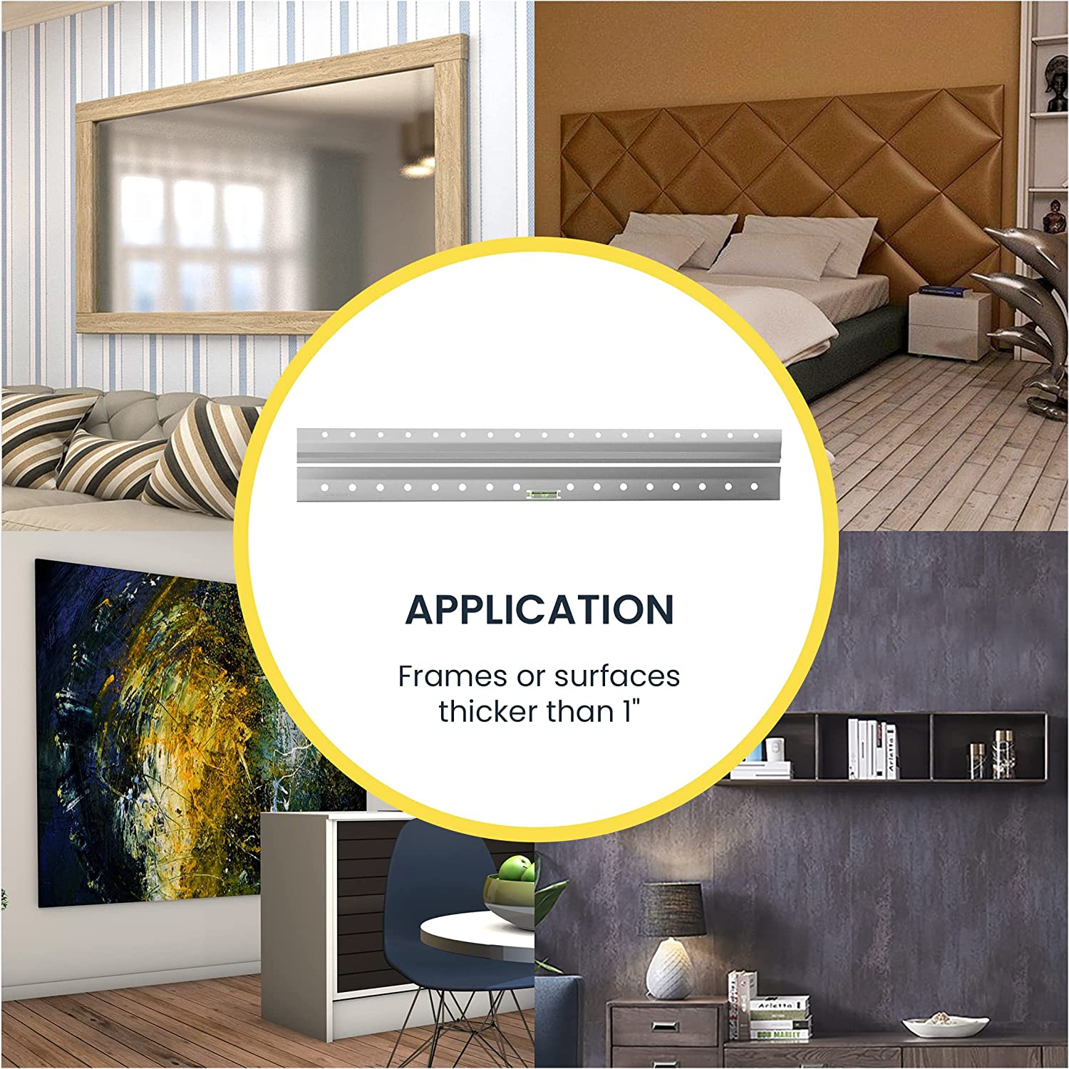 OOK 533212 French Cleat Mirror and Picture Hangers with Hardware, 200Lb, Aluminum (13 Piece)