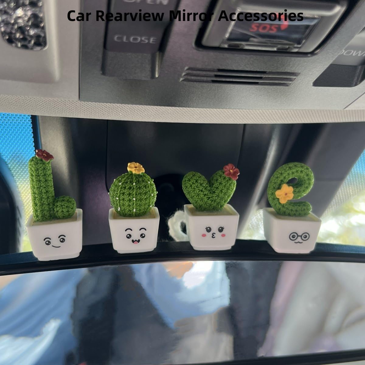 Car Rearview Mirror Accessories, Succulent Cactus Dashboard Decor, Car Ornament, Car Accessories Aesthetic, Interior Decoration Accessories for Car Rearview Mirror and Dashboard, Funny Ornament Gifts image number 3