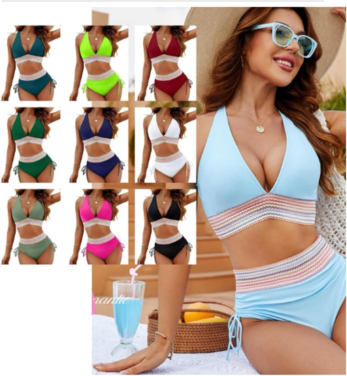 Sunny Salty Bikini Set, 2025New Tummy Control Bathing Suit Two Piece, Fashion, Comfortable Fit, High Waisted, Summer Beach Swimwear image number 1