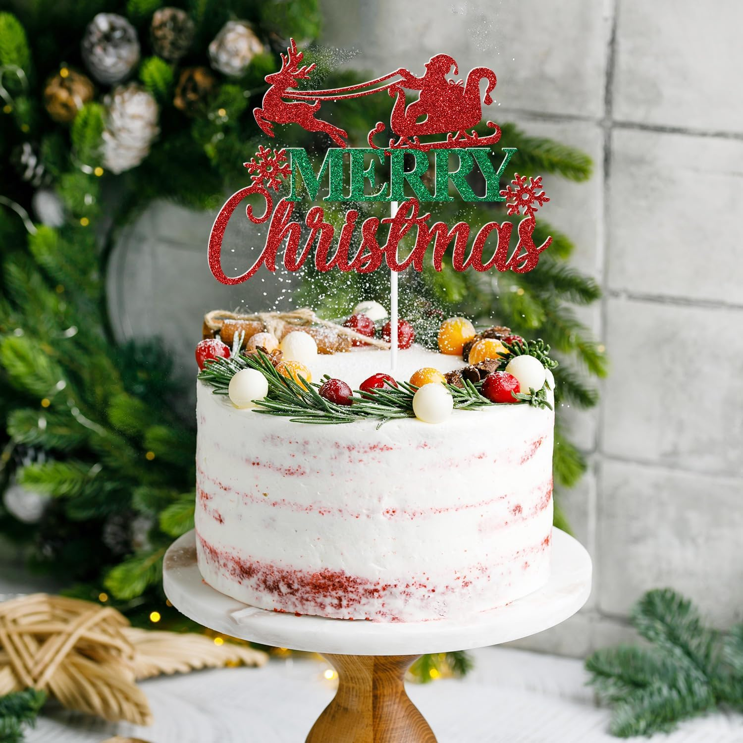 Merry Christmas Cake Topper, Be Merry, Happy New Year, Happy Holiday, Xmas/New Year Eve Party Decorations Supplies image number 1