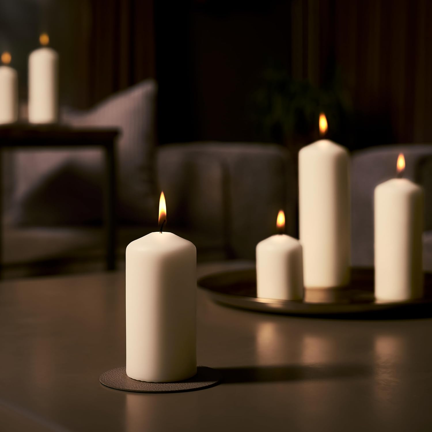 Bolsius Smooth Pillar Candles - Set of 6 - Soft Pearl - Decorative Candles for Home - Long Burning Time - Unscented - Natural Plant Wax - without Palm Oil