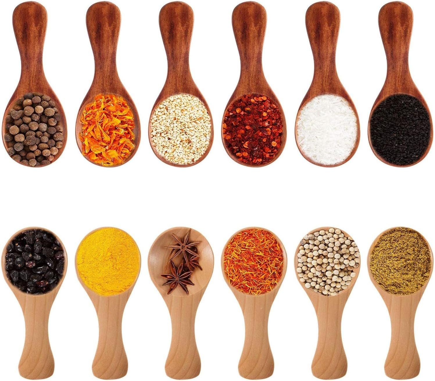 10 Pieces Small Wooden Spoons, Mini Condiments Sugar Seasoning Salt Honey Teaspoon Coffee Tea Mustard Ice Cream Wood Spoons (Brown) image number 3