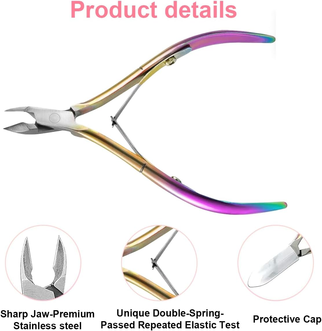 Ruayia 3-Piece Cuticle Nipper Set, Cuticle Trimmer with Cuticle Remover, Stainless Steel Cuticle Pusher and Cuticle Nipper and Nail Scraper, Tool for Manicure and Pedicure - Colour Titanium image number 3