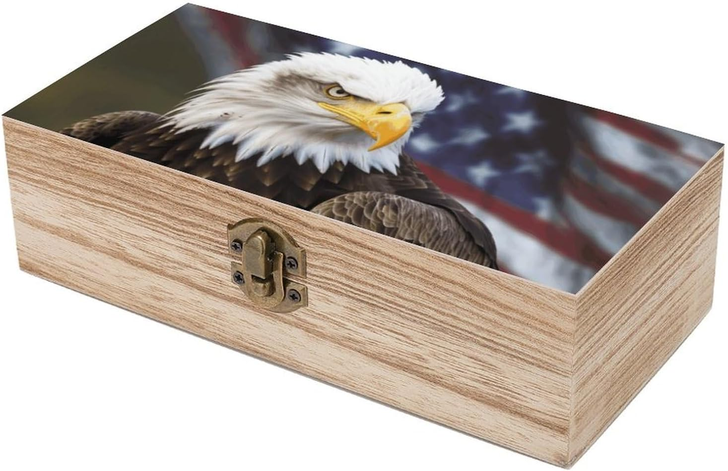 Bald Eagle Wooden Box Wood Wedding Keepsake Boxes with Lids Small Decorative Boxes Lightweight Wooden Memory Storage Box for Crafts Keepsakes Jewelry Photo Letter Storage image number 3