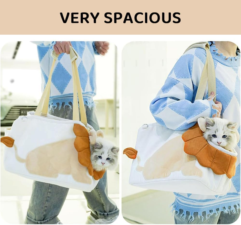 Cartoon Lion Cat Carrier Bag &ndash; Canvas Pet Shoulder Tote for Small Cats, Dogs, or Rabbits, Portable Travel Pet Sling image number 6