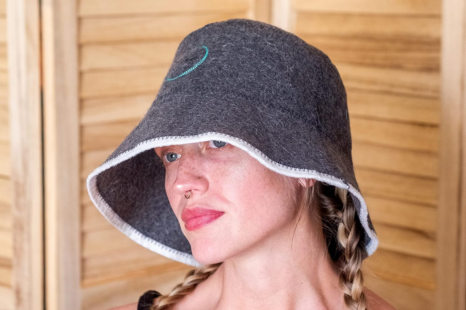Halsa Sauna Hat for Women and Men, 100% Wool Handmade Premium Banya Hat, Protect Hair and Stay in Sauna Longer, Enhance Sauna Benefits & Regulate Temperature, Sauna Users, Sauna Accessory.