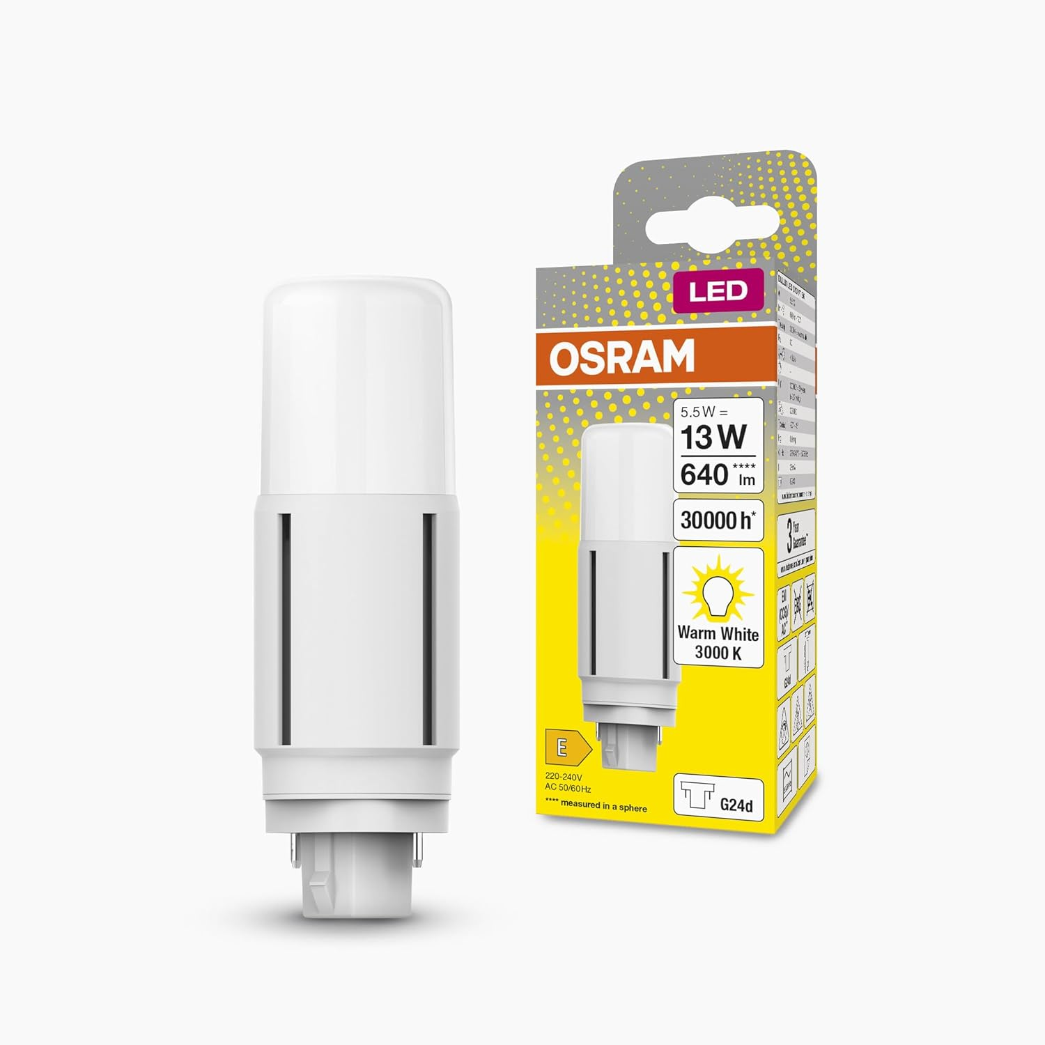 OSRAM Dulux LED D10 EM, G24D-1, 5W, 600Lm, 4000K, Cool White Light Colour, Targeted Lighting Thanks to Rotating End Cap, LED Replacement for Classic Compact Fluorescent Lamps with G24D-1 Socket image number 3